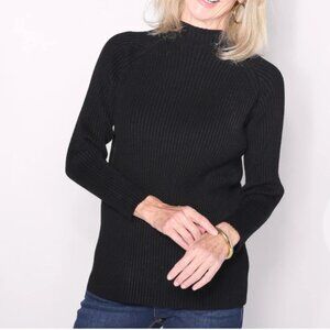 New Brian Bailey Black Ribbed Pullover Mockneck Sweater Size XL bin 4J